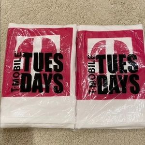 New July 27, 2021 Hot Pink White T-MOBILE ***TWO***Beach Towels